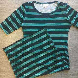 XS Lularoe Julia pencil dress black green